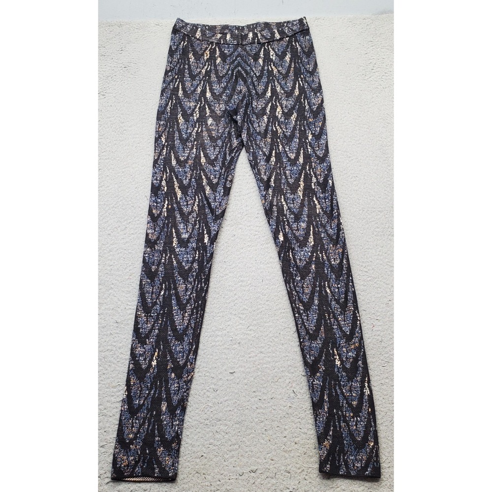 BCBGMAXAZRIA Cameron Feather Cascade Jacquard Leggings Womens XS Multi Pull On